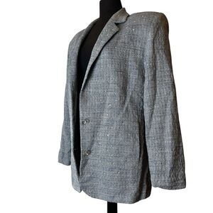 Criscione Rhinestone Blazer Light Blue/White Shoulder Pads SZ Small